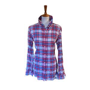 J McLaughlin Crinkled Plaid Button Down LOIS Blouse, NWOT, Small